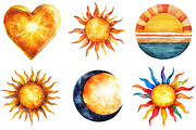 Watercolor Sun Designs for Summer, an Illustration by Pixels.Craft (Thumbnail 2 of 7)