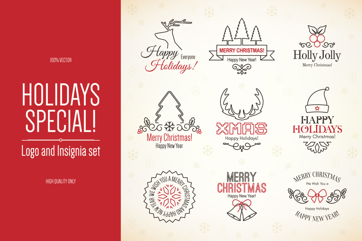 9 Christmas and New Year symbols, a Branding & Logo Template by Restaurant Menu & Logos