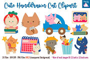 Cute Cat Handdrawn Clipart, an Object Graphic by Cozy Cat Design (Thumbnail 1 of 3)