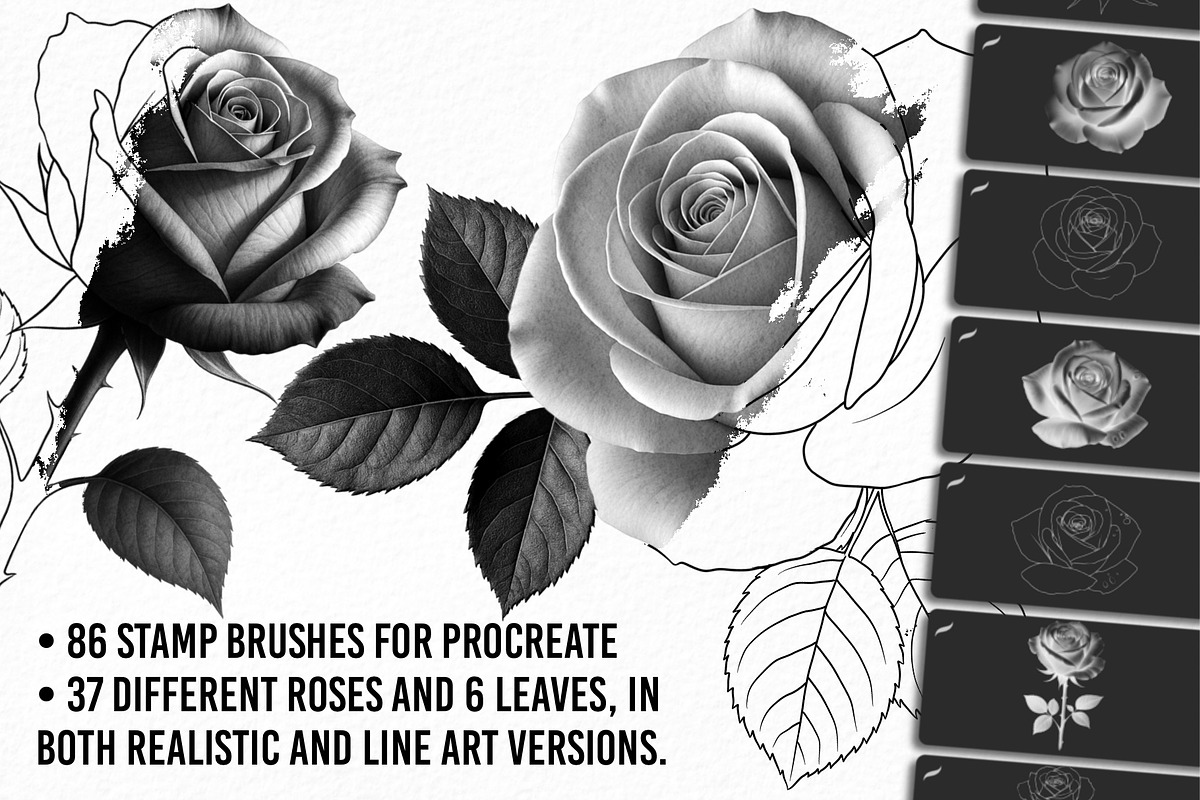 Realistic Roses Procreate Brush, a Brush Add-On by InkRef (Photo 2 of 7)