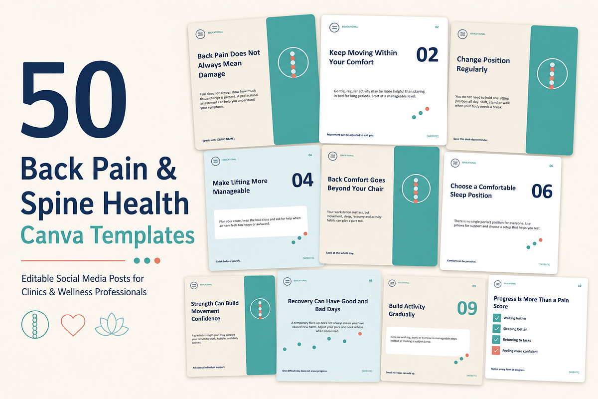 Back Pain & Spine Canva Templates, a Social Media Template by Local Marketing Templates (Photo 1 of 6)