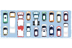 Winter cars and trucks top view set, a Transportation Illustration by Yayasya