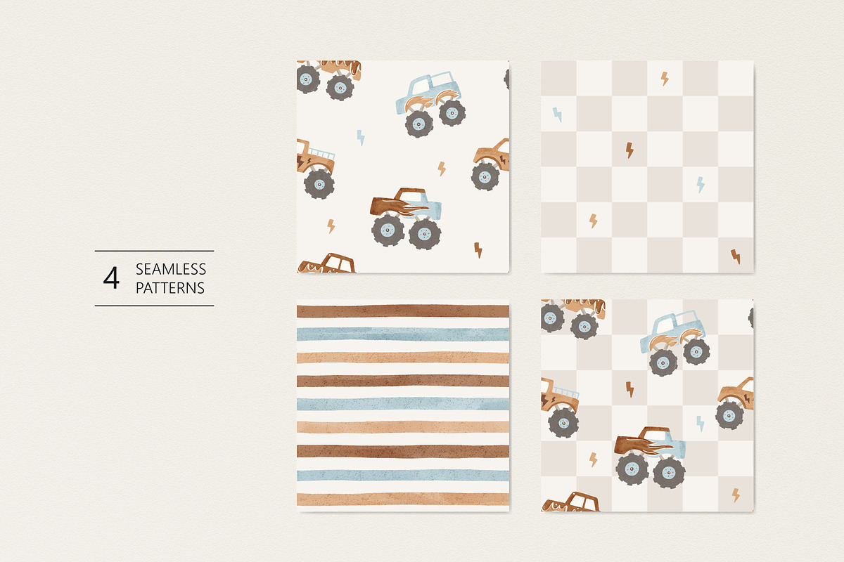 Monster trucks, a Pattern Graphic by Olena Kuznietsova (Photo 2 of 11)