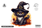 Halloween Cat Witch Clipart Bundle, a Seasonal Illustration by Creative Arslan (Thumbnail 7 of 9)