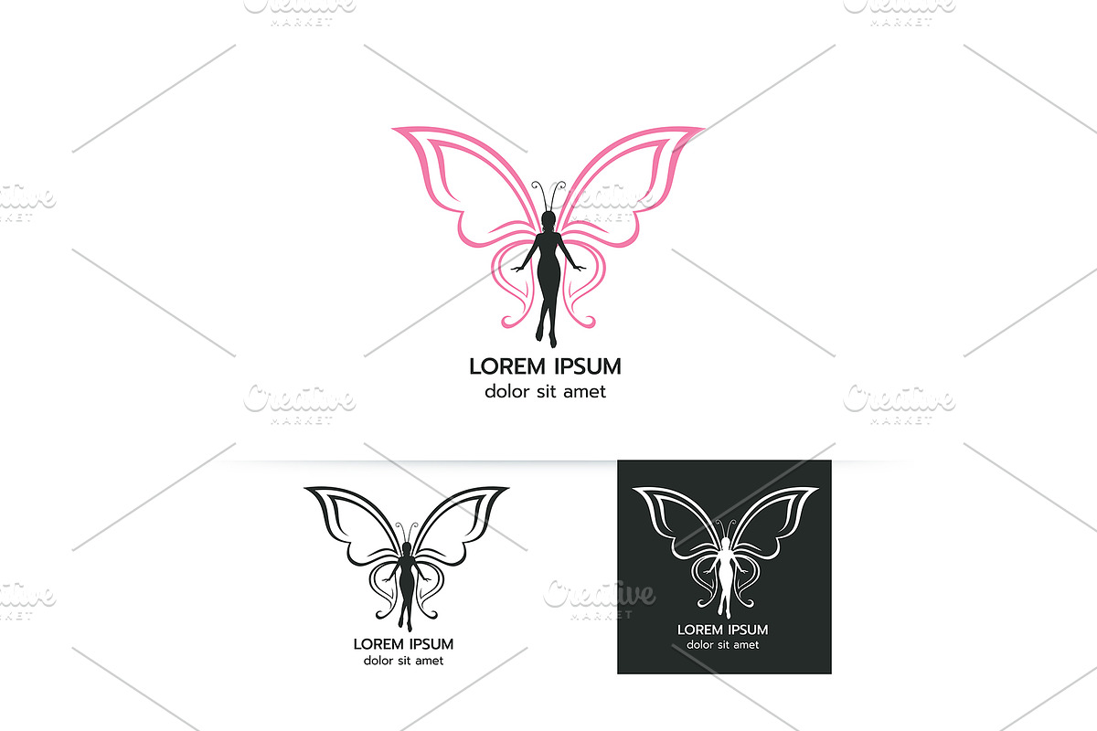 eauty flying women  butterfly logo, a Branding & Logo Template by essense