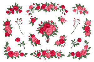 Cartoon roses compositions, an Object Illustration by YummyBuum