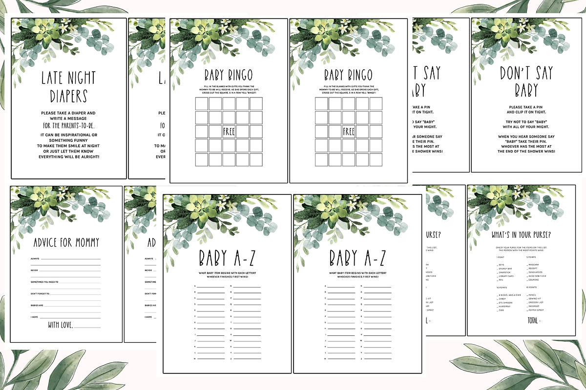 Green leaves baby shower Games, a Presentation Template by CELEBRATE LIFE (Photo 7 of 7)