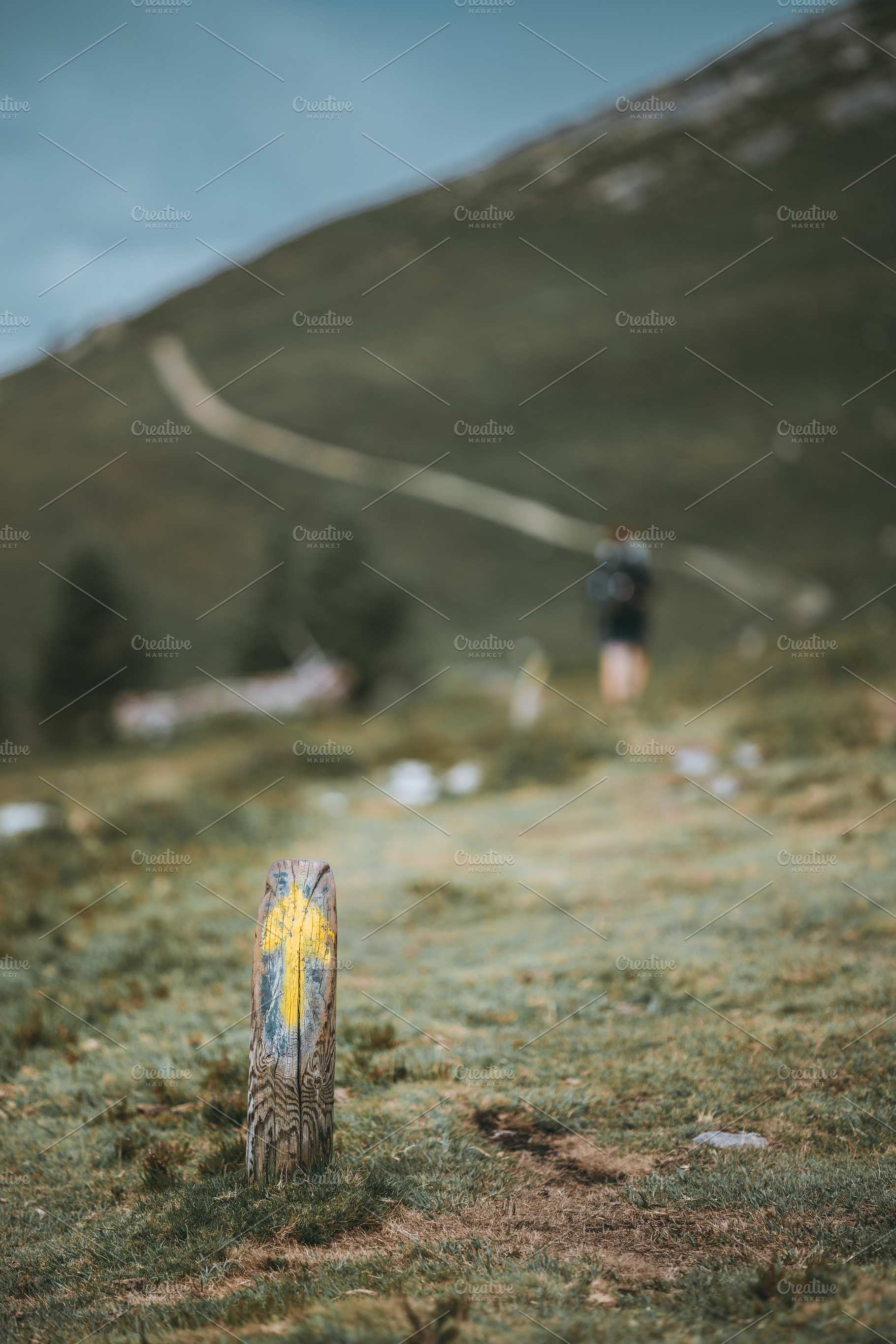 Camino de Santiago trail sign, a Person Photo by SkyNext