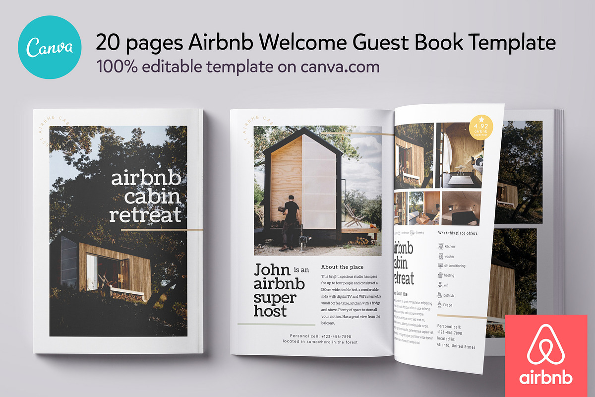 Airbnb Guest Book Canva template, a Templates & Theme by DeLaGranSiete (Photo 1 of 10)
