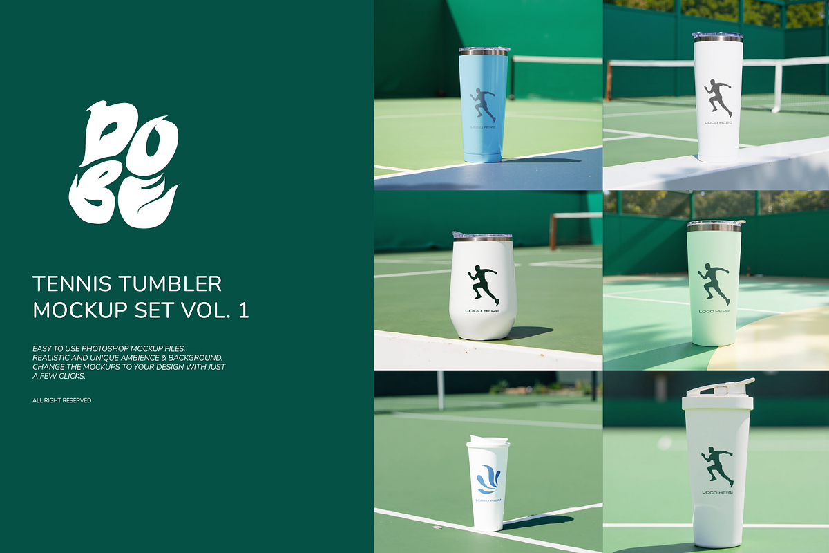 Tennis Tumbler Mockup Set Vol 1, a Cups & Container Mockup by DOBE Studio (Photo 1 of 4)