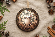 Stained Glass Hot Cocoa Ornament, a Seasonal Illustration by CrexoraLab (Thumbnail 2 of 3)
