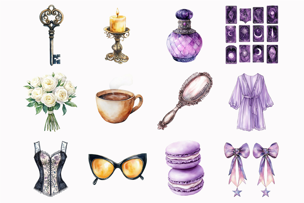 Watercolor Day & Midnight Clipart, an Illustration by Design Market (Photo 2 of 5)
