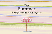 Watercolor Summer Backgrounds+Object, an Illustration by Creative Lovers (Thumbnail 1 of 6)
