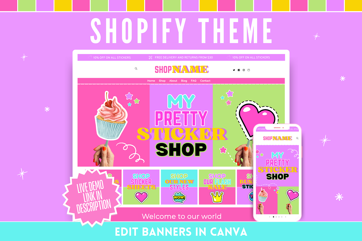Shopify Theme - Sticker Store, a Shopify Template by SunshineStudioBoutique (Photo 1 of 10)