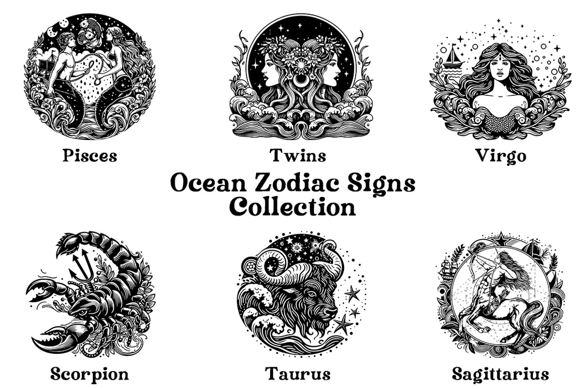 Ocean Zodiac Signs Collection, an Object Illustration by FITALARTSNEDIGI (Photo 3 of 5)