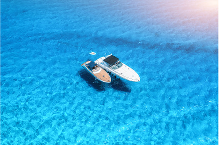 Aerial view of luxury yachts and, a Nature Photo by den-belitsky