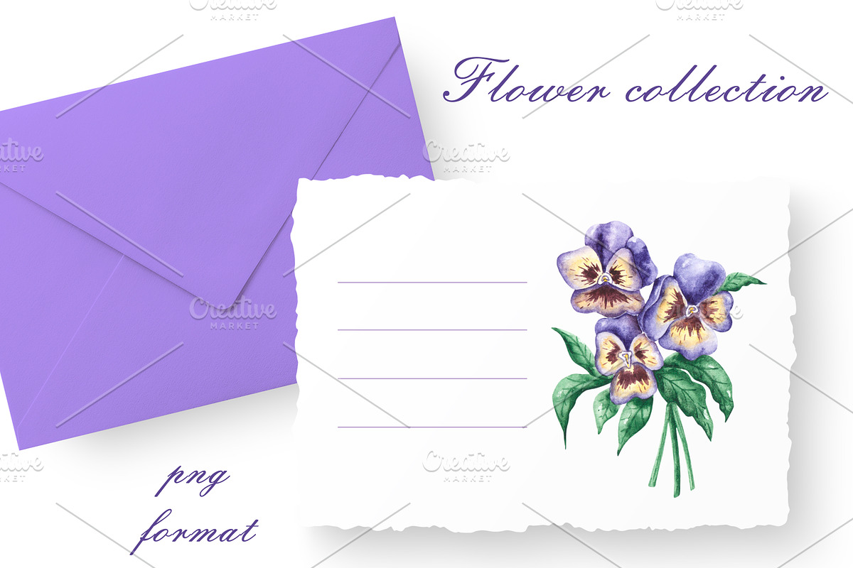 Blooming flowers watercolor clipart., an Illustration by SabinaWatercolorArt (Photo 7 of 8)