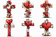 Whimsical Valentine Cross Clipart, an Illustration by Libby Wishes (Thumbnail 3 of 9)