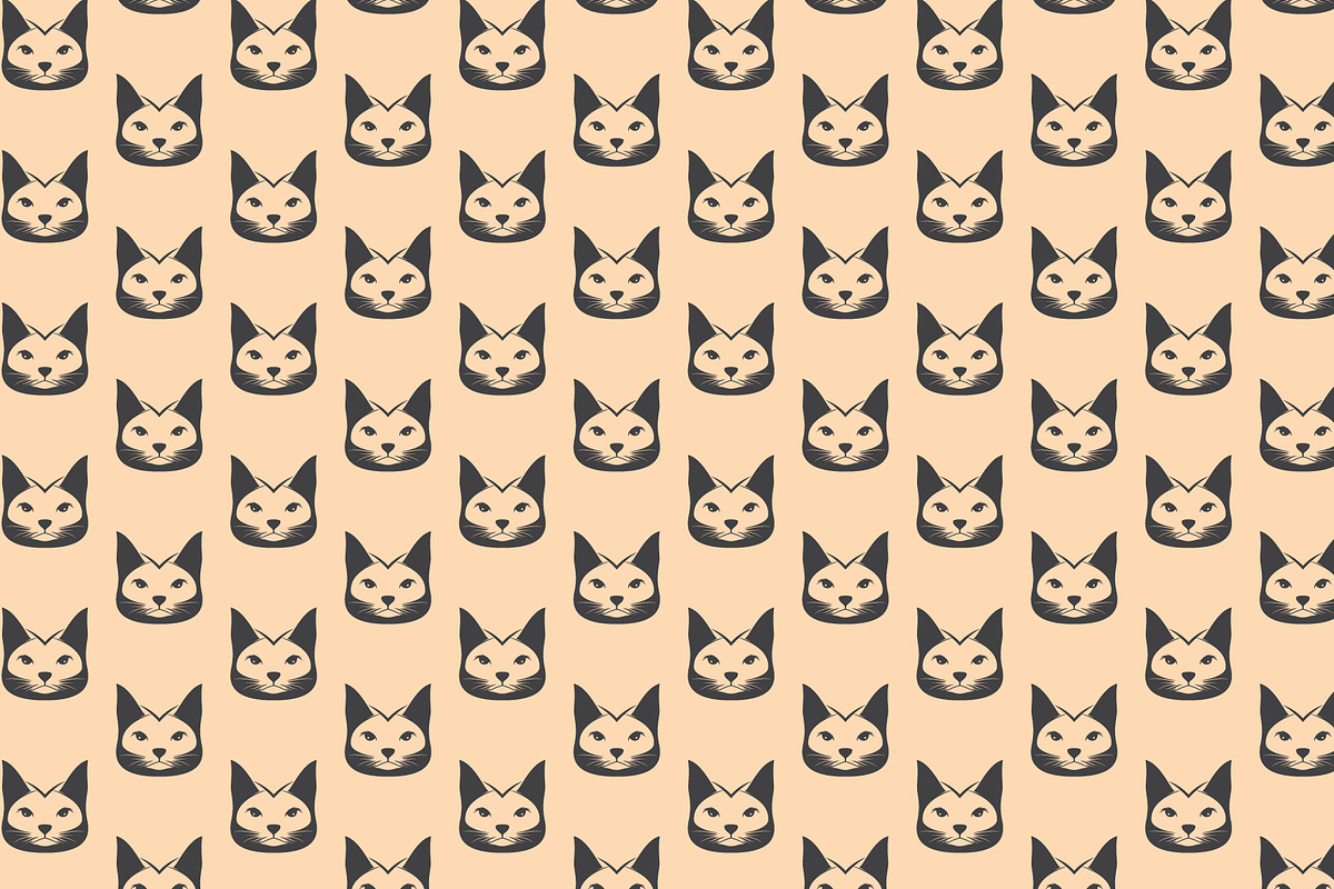 Heads of Cat Seamless Pattern, a Pattern Graphic by Ghagra (Photo 1 of 3)