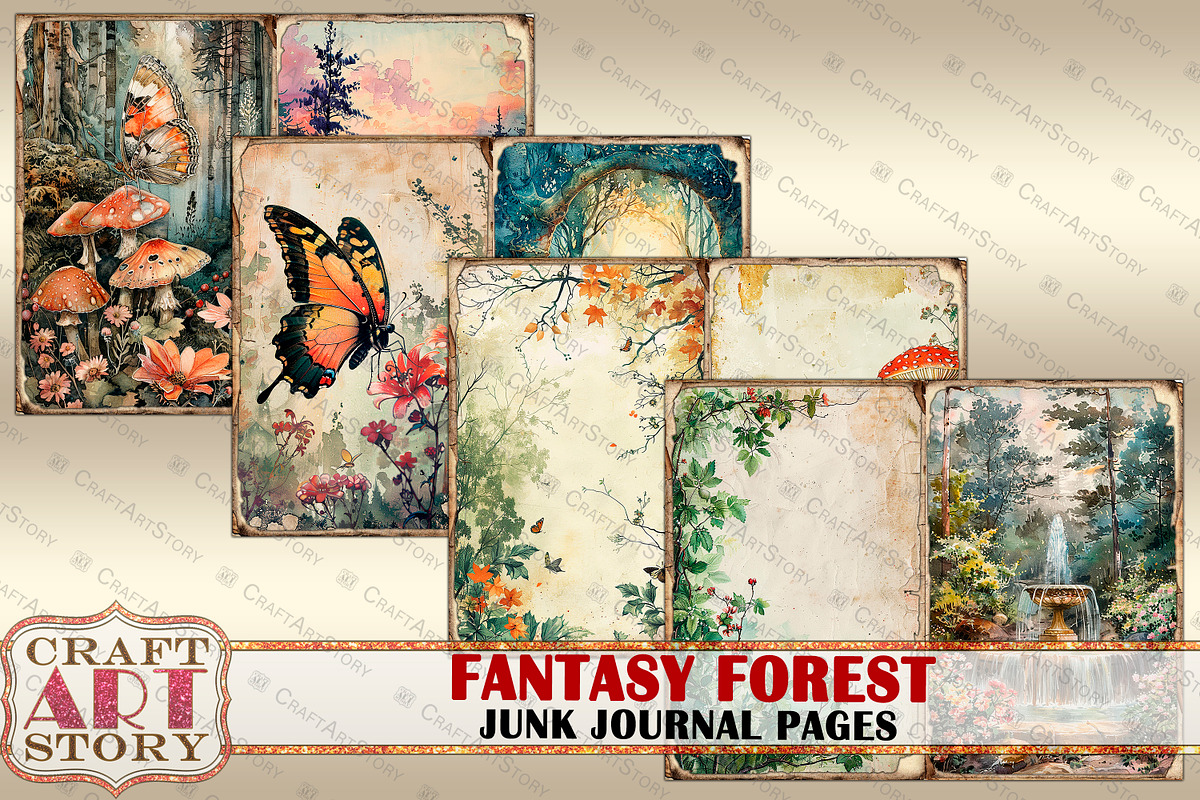 Fantasy Forest Junk Journal Pages, an Object Illustration by CraftArtStory