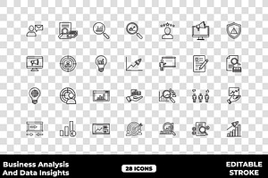Business Analysis Data Insight Icons, an Outline Icon by Unique Design Team