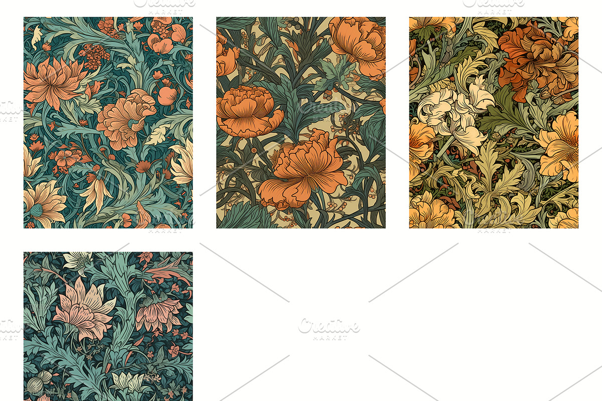 Seamless pattern with flowers, an Illustration by Pundateam (Photo 5 of 5)