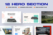 12 Hero Website Section, an UI Kit Template by madebynoval (Thumbnail 2 of 5)