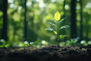 Young tree sapling planted in forest soil, a Nature Photo by AlyaAnd