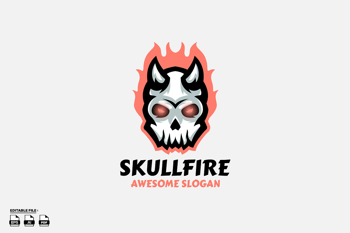 Skull Fire logo Design, a Branding & Logo Template by LOGTURNAL