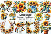 Watercolor Summer Sunflower Clipart, an Illustration by CraftArtStudio (Thumbnail 1 of 6)