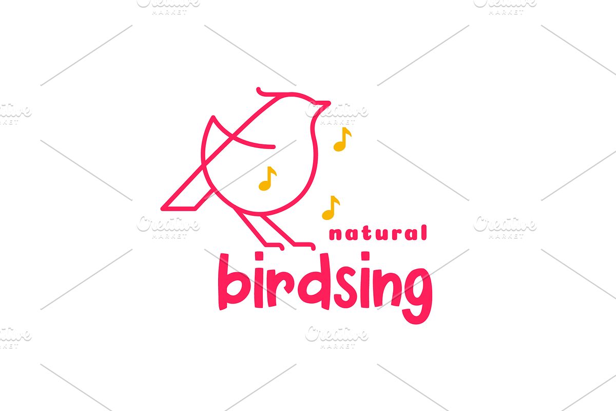 little bird sing line art color logo, a Branding & Logo Template by devastd