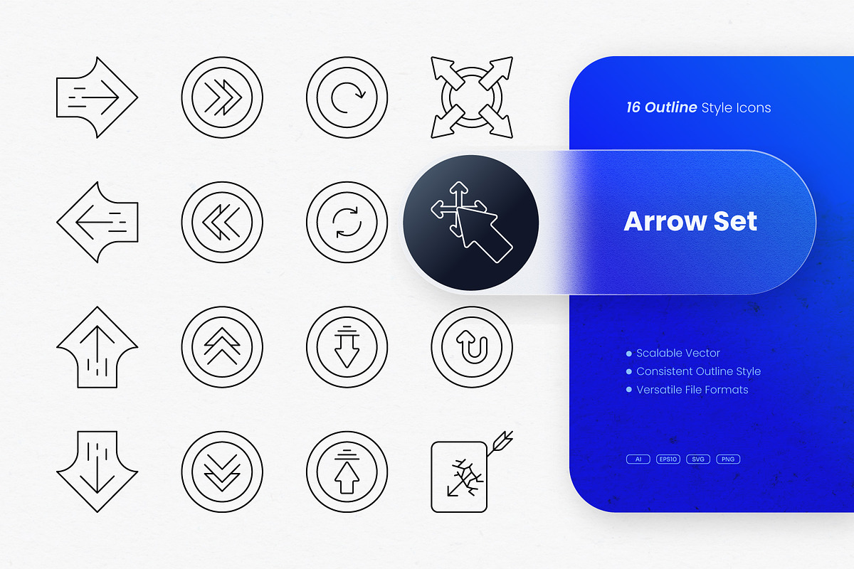 Arrow Set Outline Icons, an Outline Icon by cidcud_graphic