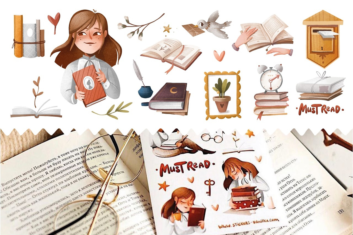Books&Reads Digital Illustrations, an Education Illustration by Izobova (Photo 2 of 6)