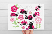 Pink Ladybugs Clipart, Spring, SVG, an Animal Illustration by MyClipArtStore (Thumbnail 2 of 4)