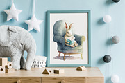 Bunny and Books. Watercolor rabbit, an Animal Illustration by AlineArtStore (Thumbnail 10 of 15)