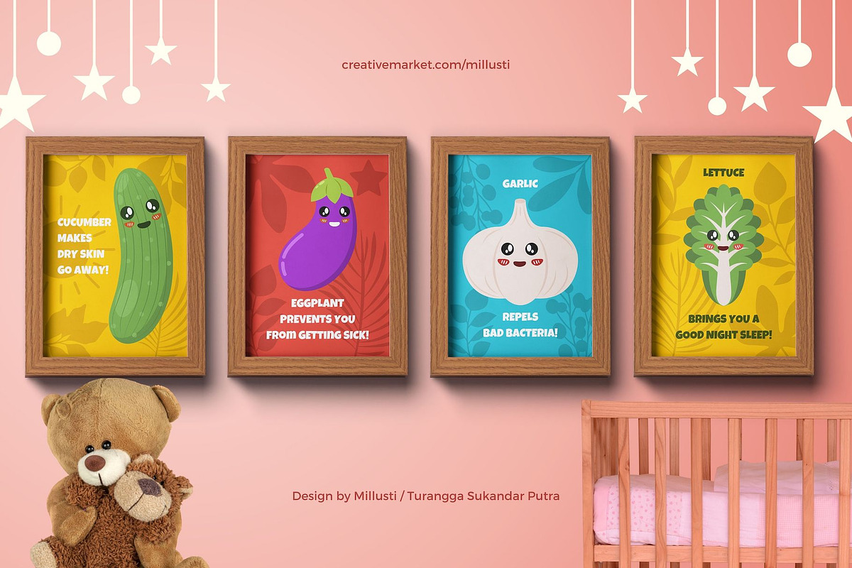 Customizable Vegetables Nursery Art, a Food Illustration by Millusti (Photo 7 of 9)
