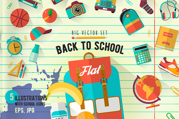 Back To School. Big Vector Set.