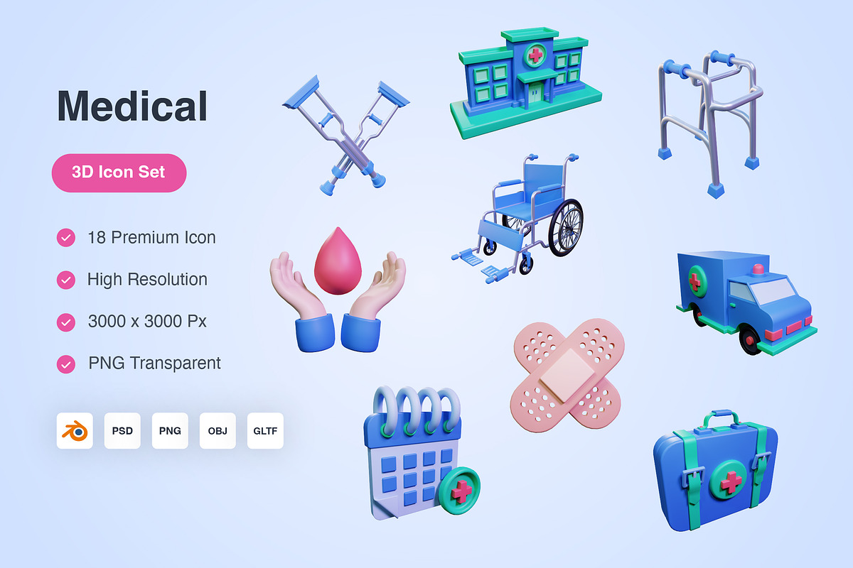 Medical 3D Icons Set, an Object 3D Model by Kmg Design (Photo 1 of 3)