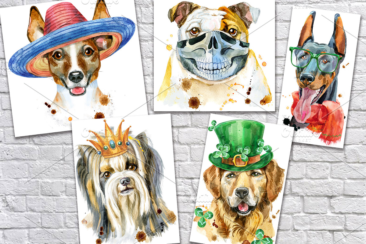10 watercolor dog portraits 3, an Animal Illustration by Watercolor fantasy (Photo 4 of 5)