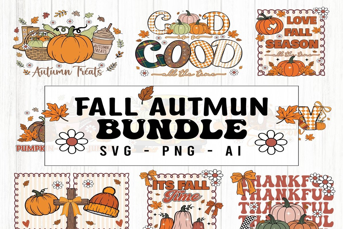Fall Autumn Vibes Bundle PNG SVG