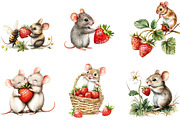 Mouse Animals Strawberry Clipart, an Illustration by DreamArtGraphic (Thumbnail 2 of 4)