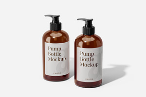 Amber Pump Bottle Mockup