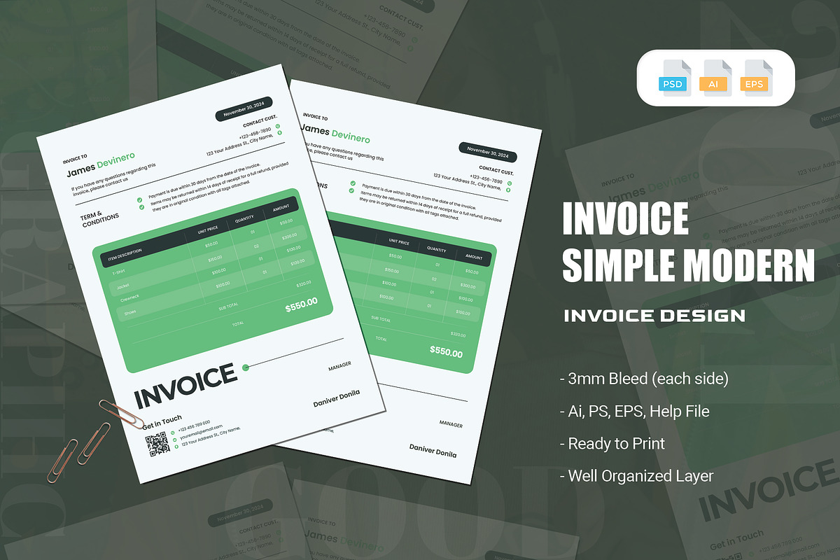 Simple Modern Design - Invoice, a Print Template by AQR Studio (Photo 1 of 2)