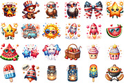 Kawaii Retro 4th of July Clipart, an Illustration by Sublimation Artist (Thumbnail 2 of 6)