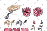 Valentines Day Watercolor Cliparts, a Decorative Illustration by Phantasia Design (Thumbnail 6 of 8)