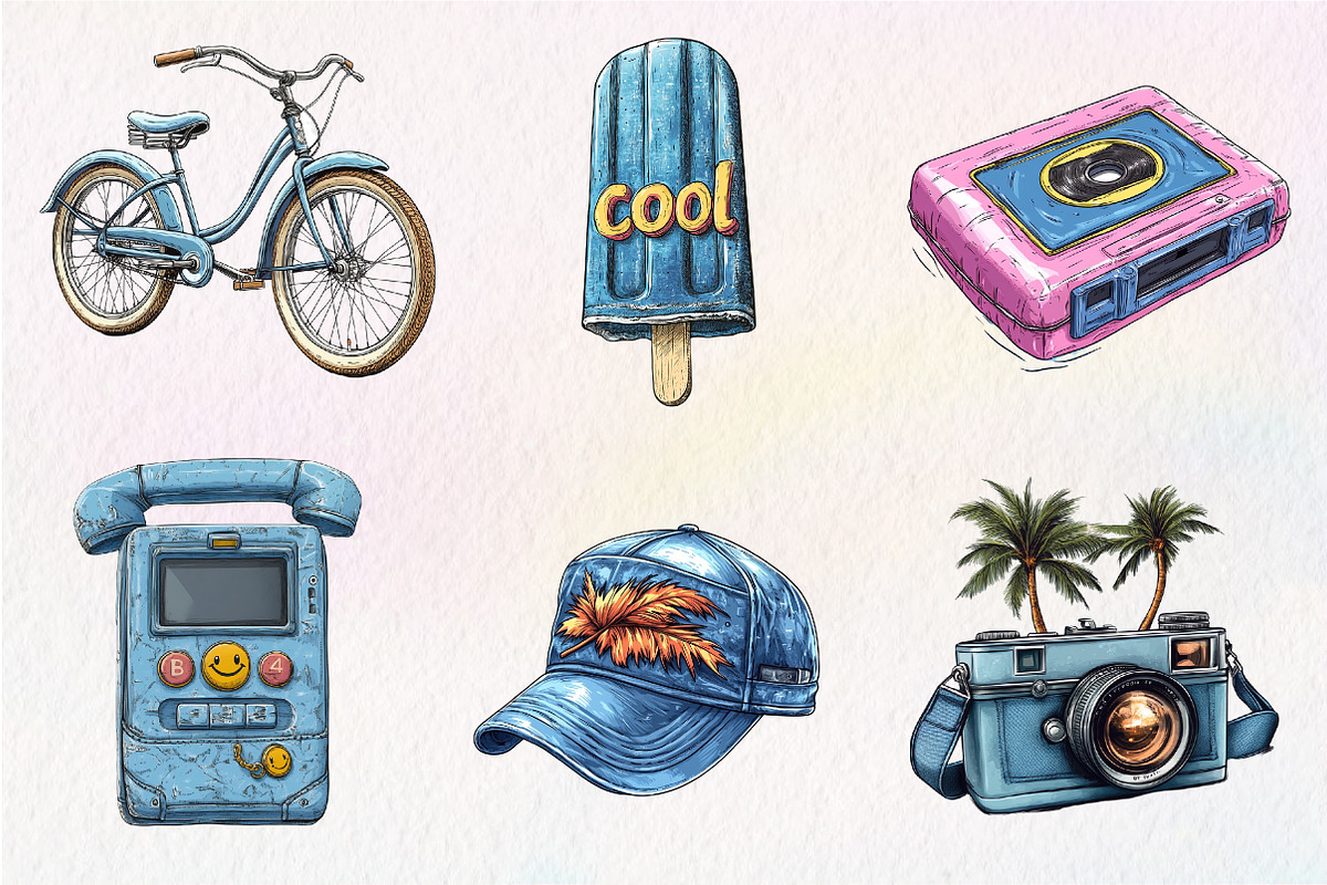 1990 Denim Summer Clipart, an Illustration by CreationArt (Photo 5 of 5)