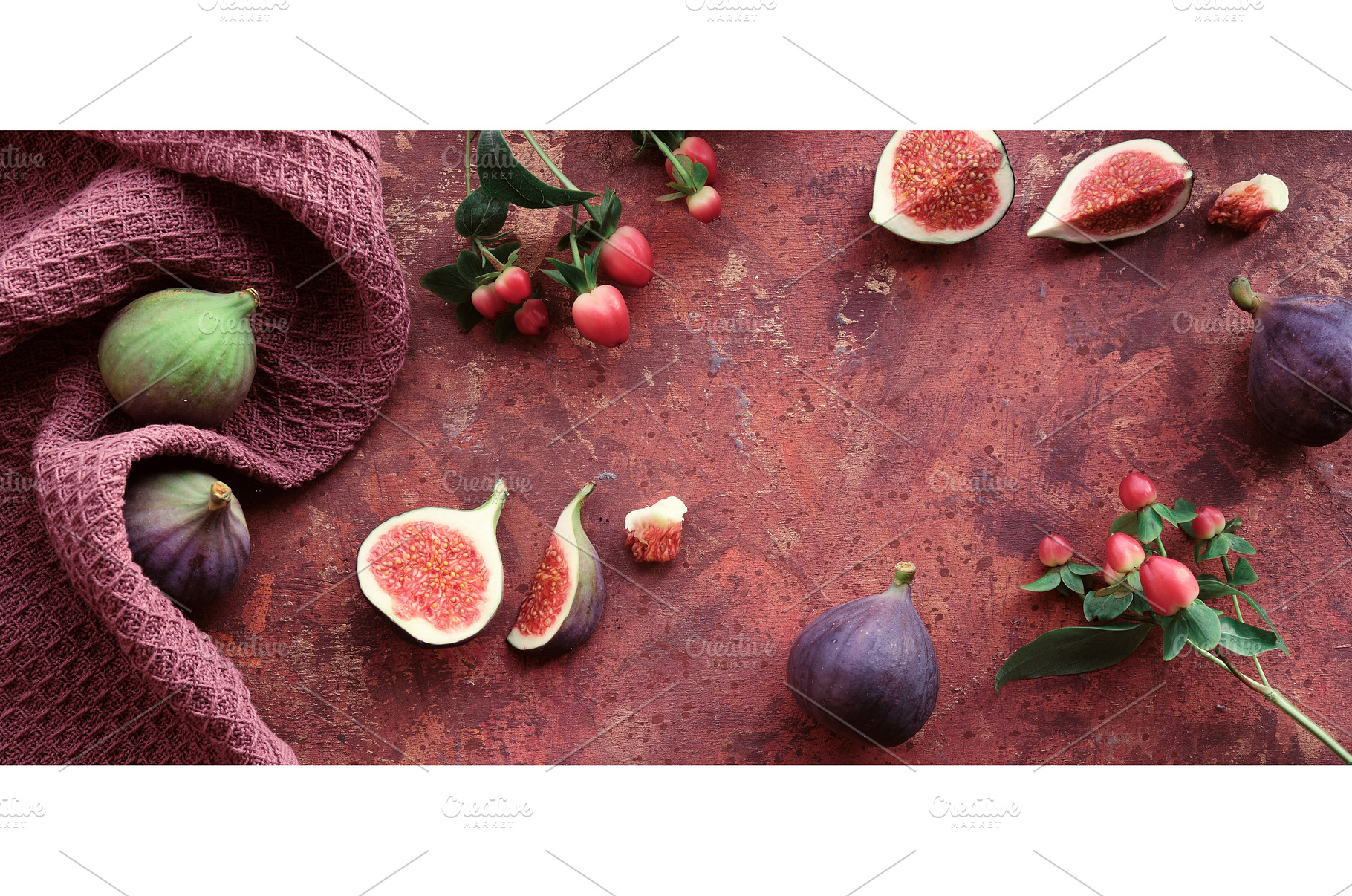 Fresh halved fig fruits and dry, an Abstract Photo by tilialucida