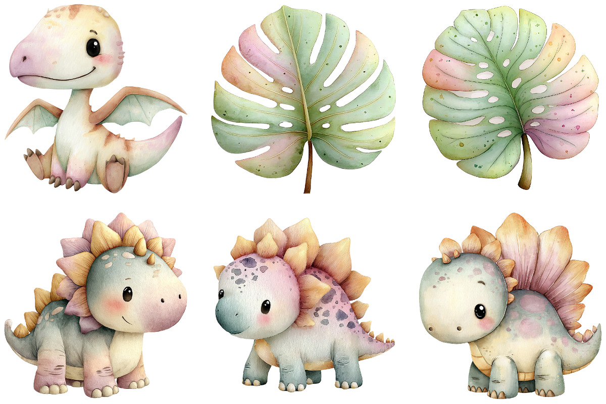 Dinosaurs Watercolor Clipart, an Illustration by Sublimation Artist (Photo 5 of 7)