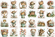 Whimsical Spring Cat Clipart PNG, an Illustration by Craft Nest (Thumbnail 6 of 12)
