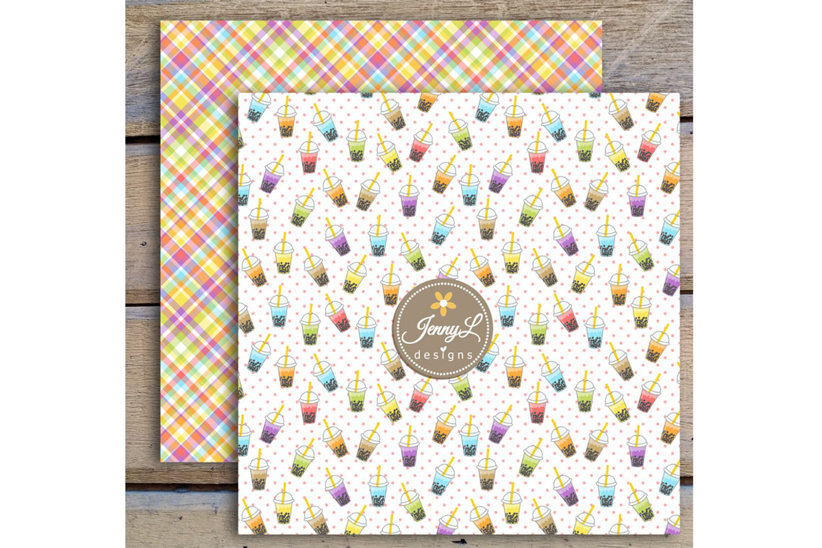Milk Tea Digital Papers and Clipart, a Pattern Graphic by JennyL Designs (Photo 6 of 8)